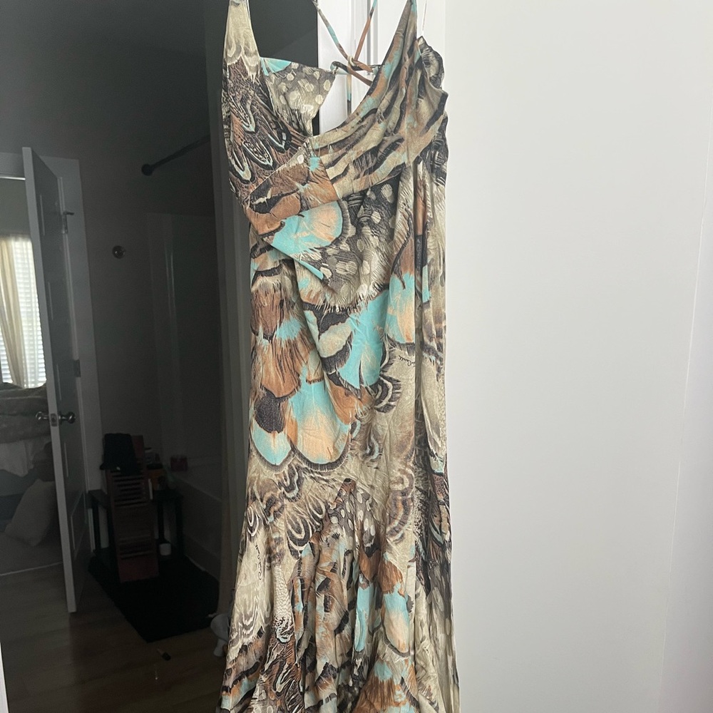 Bohemian Feather Print Dress cavalli